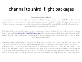 chennai to shirdi flight packages