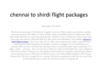 chennai to shirdi flight packages