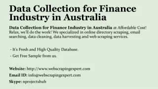 Data Collection for Finance Industry in Australia