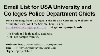 Email List for USA University and Colleges Police Department Chiefs