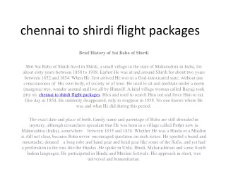 chennai to shirdi flight packages