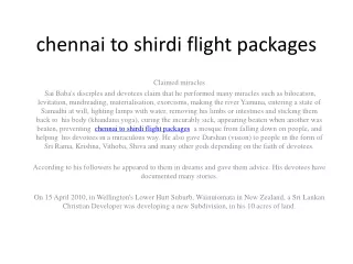 chennai to shirdi flight packages