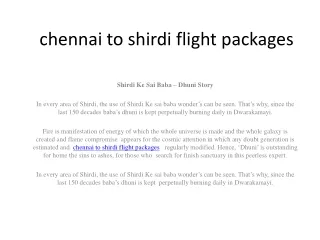 chennai to shirdi flight packages