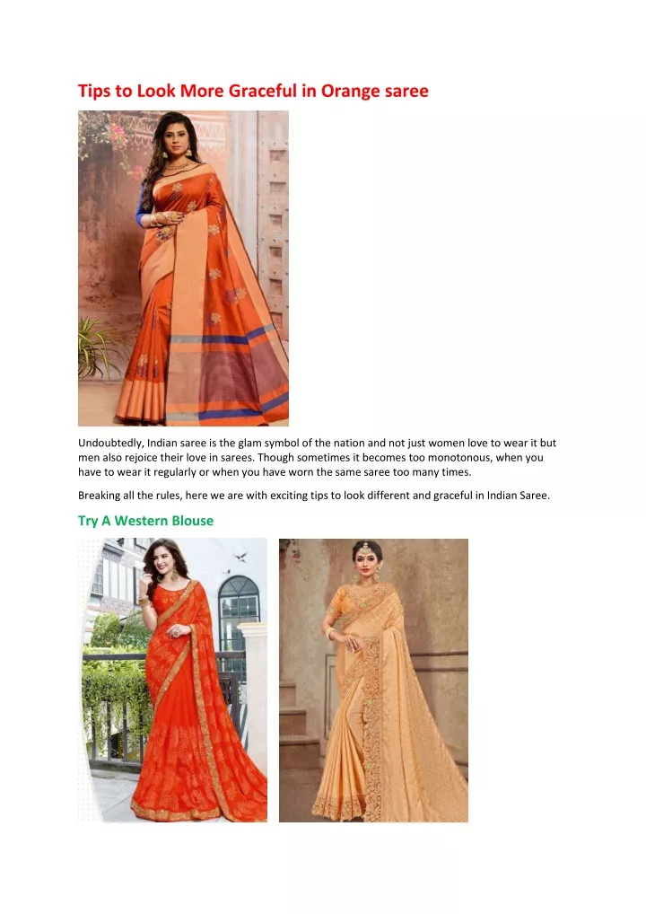 tips to look more graceful in orange saree