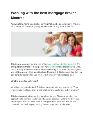 working with the best mortgage broker montreal