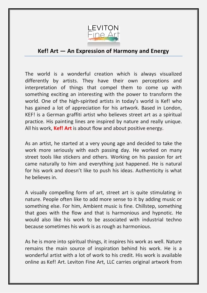 kef art an expression of harmony and energy