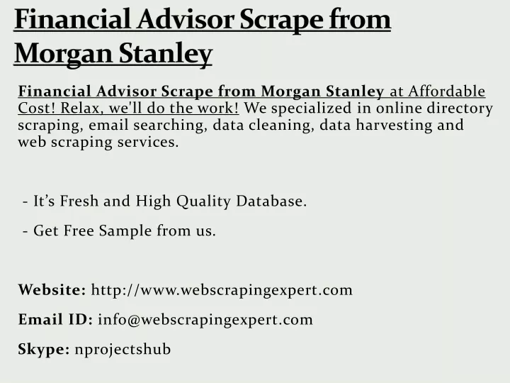 financial advisor scrape from morgan stanley