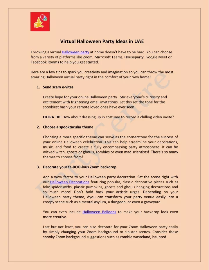 virtual halloween party ideas in uae throwing
