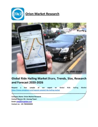 Global Ride Hailing Market Size, Share, Future Prospects and Forecast 2020-2026