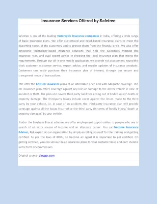 insurance services offered by safetree