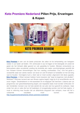 Keto Premiere Nederland Pillen Prijs, Ervaringen & Kopen