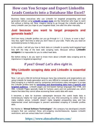 how can you scrape and export linkedin leads