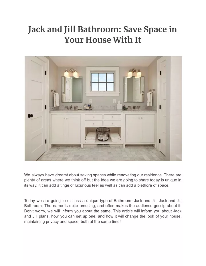 jack and jill bathroom save space in your house