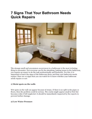 7 Signs That Your Bathroom Needs Quick Repairs