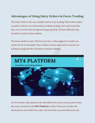 Advantages of Using Entry Orders in Forex Trading