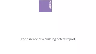 The essence of a building defect report