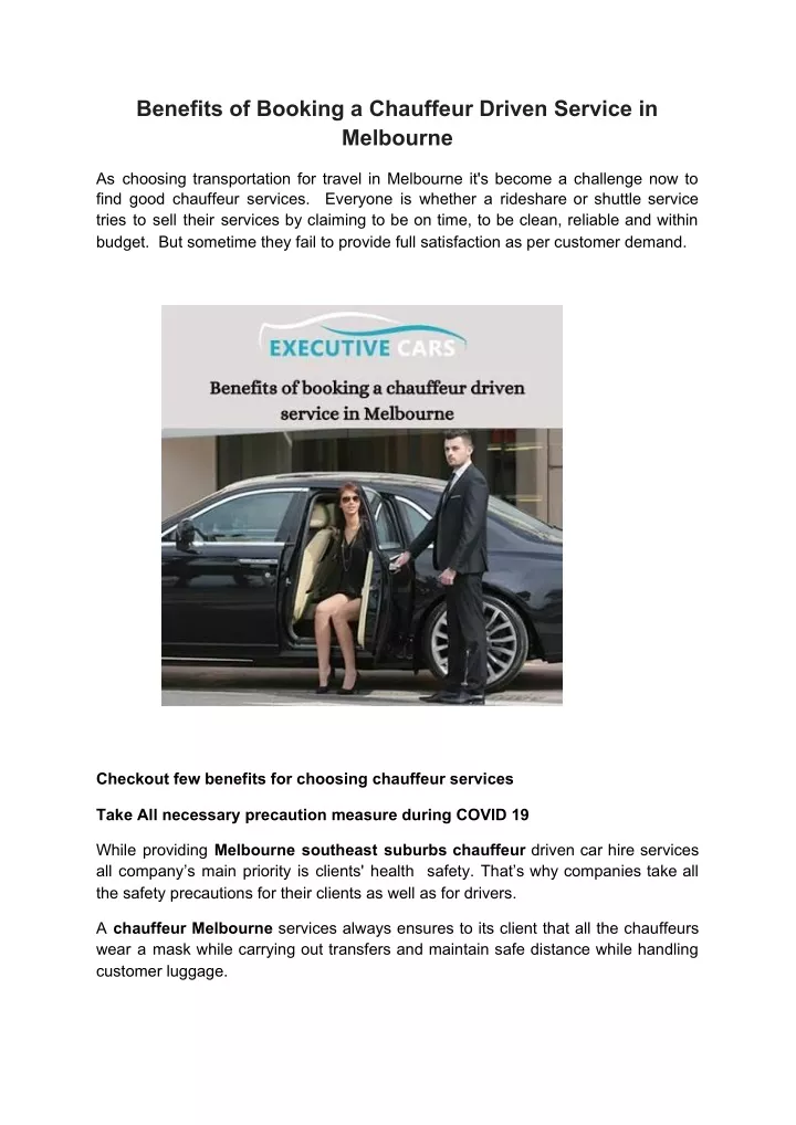 benefits of booking a chauffeur driven service