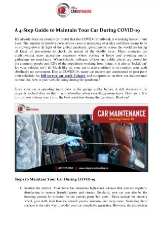 a 4 step guide to maintain your car during covid