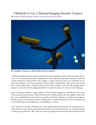 3 methods to use a thermal imaging security