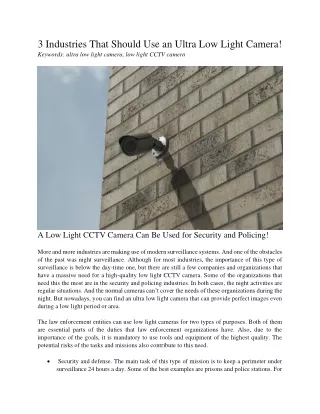 3 industries that should use an ultra low light