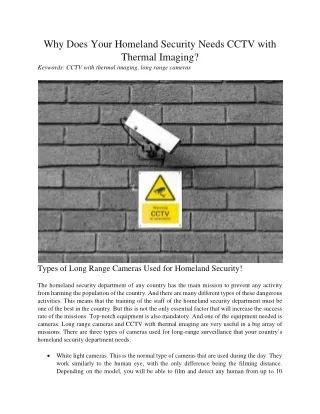 why does your homeland security needs cctv with