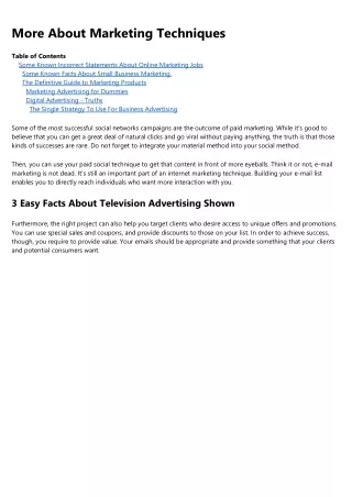 more about marketing techniques