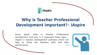 Why is Teacher Professional Development Important?