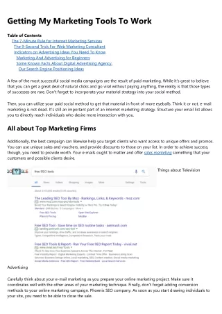 getting my marketing tools to work