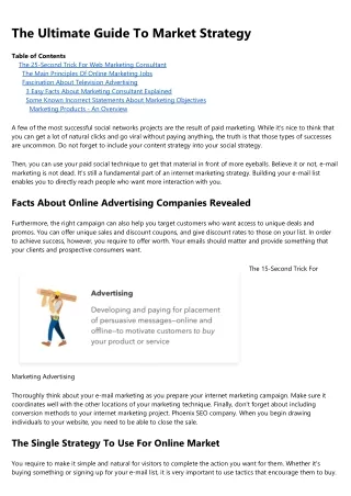 the ultimate guide to market strategy