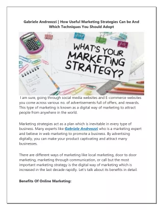 How Useful Marketing Strategies Can be And Which Techniques You Should Adopt