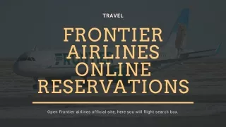 Frontier Airlines Online Reservations