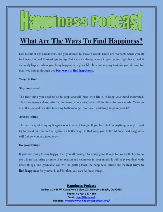 What Are The Ways To Find Happiness?