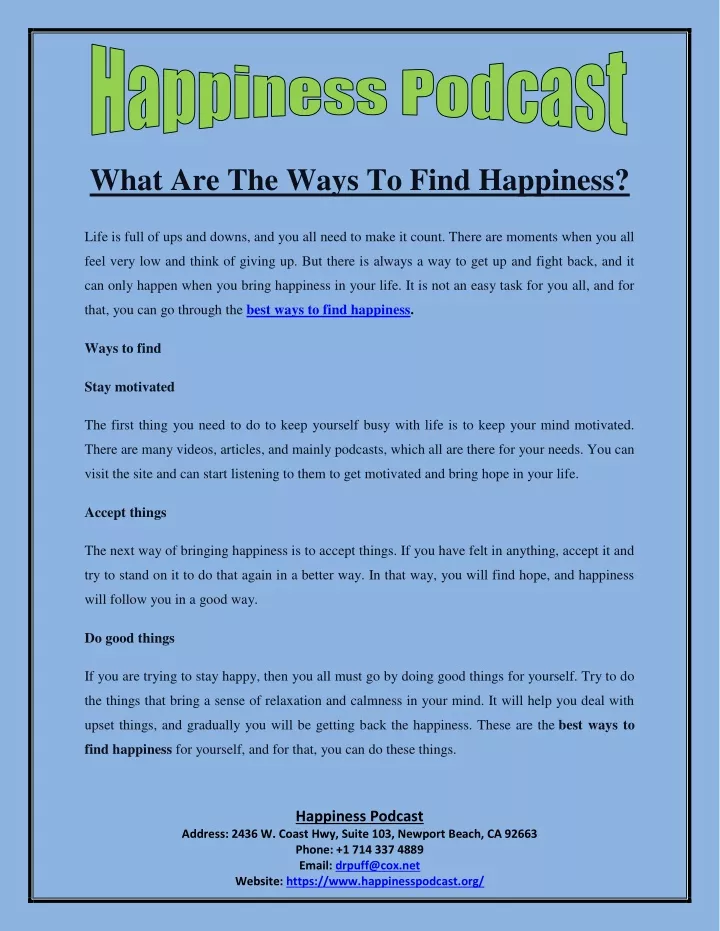 what are the ways to find happiness
