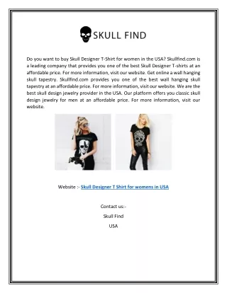 Skull Designer T Shirt for Womens in Usa | Skullfind.com