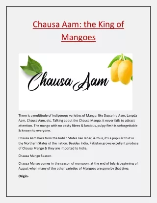 Chausa Aam: the King of Mangoes - Haryali Organics