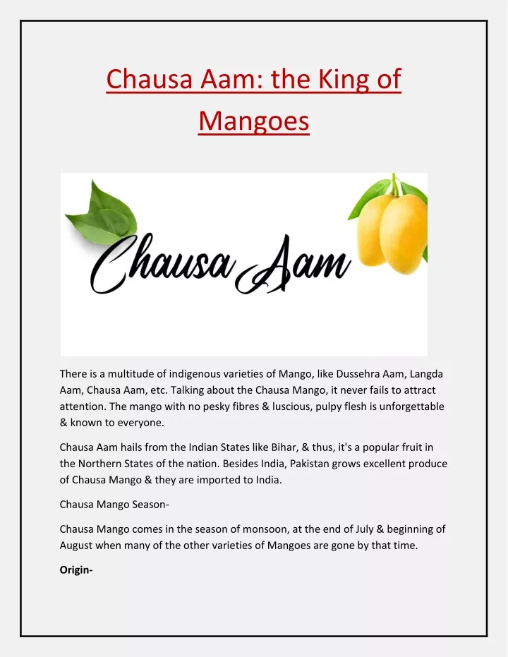 chausa aam the king of mangoes