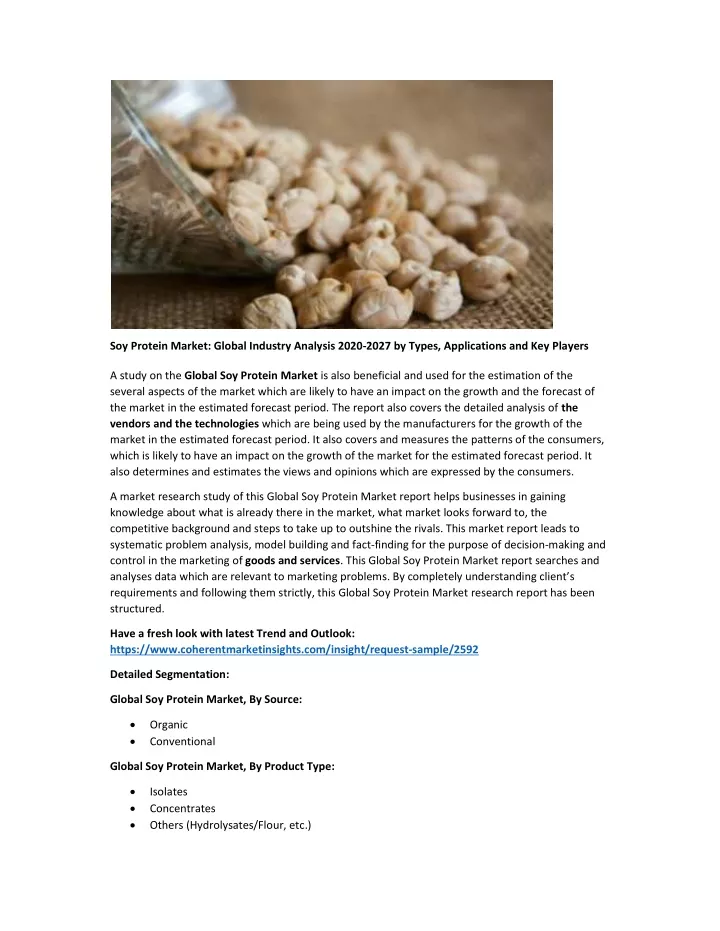 soy protein market global industry analysis 2020
