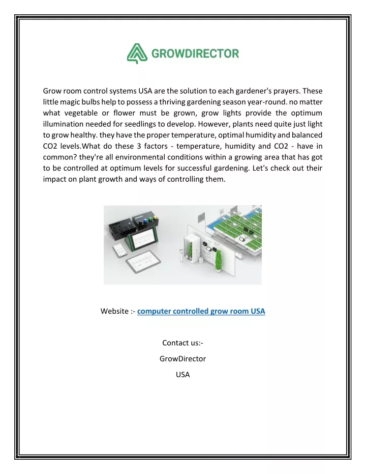 grow room control systems usa are the solution