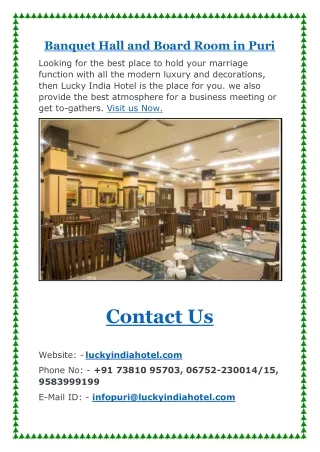 Banquet Hall and Board Room in Puri, Hotels in Puri