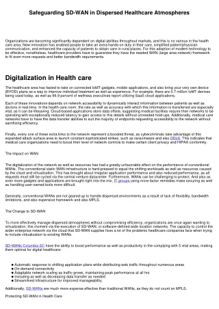 safeguarding sd wan in dispersed healthcare