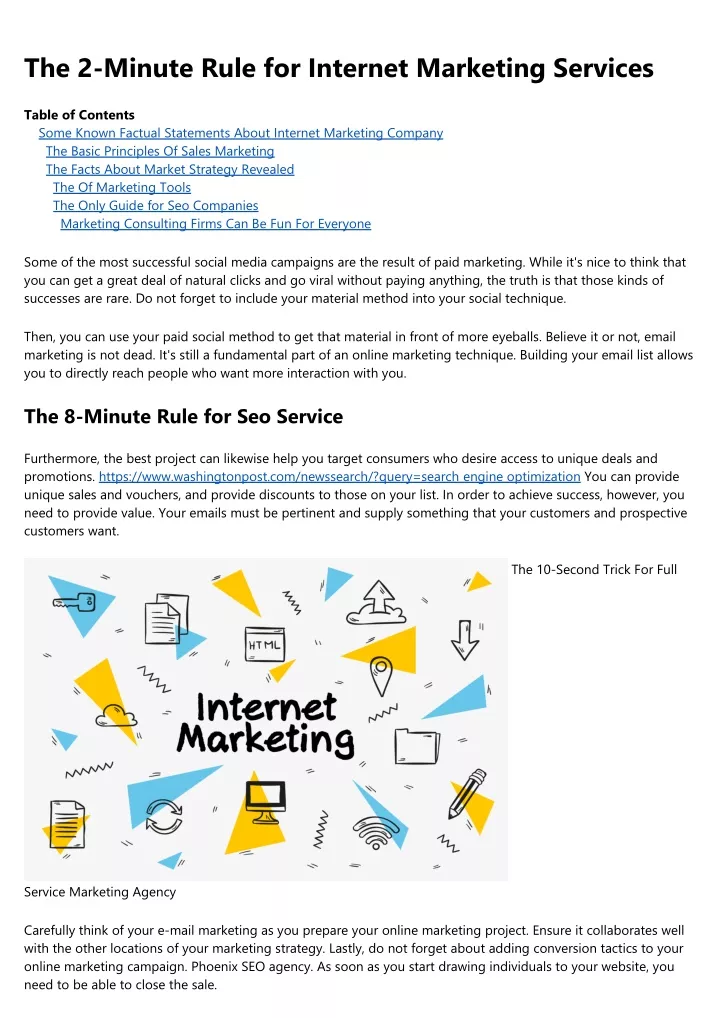 the 2 minute rule for internet marketing services