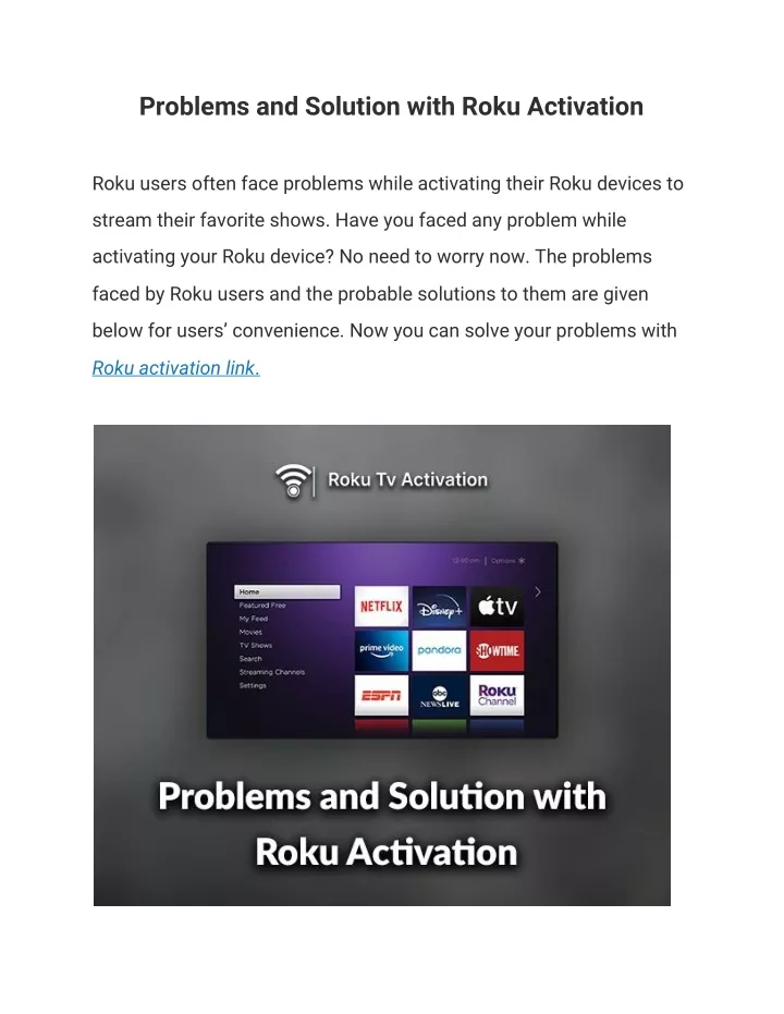 problems and solution with roku activation