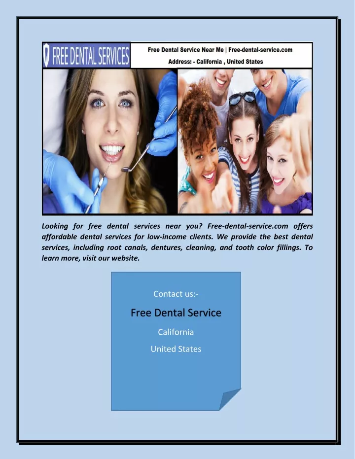 looking for free dental services near you free