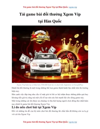 Tải game bài đổi thưởng Xgem Vip tại Hàn Quốc