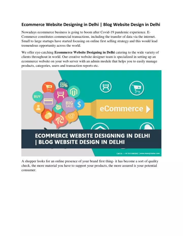 ecommerce website designing in delhi blog website