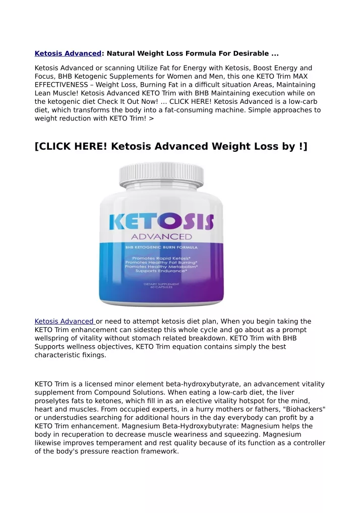 ketosis advanced natural weight loss formula