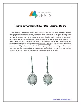 Tips to Buy Amazing Silver Opal Earrings Online