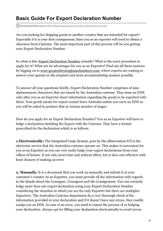 basic guide for export declaration number