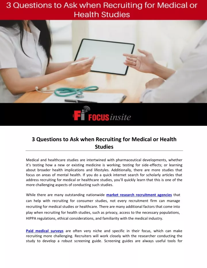 3 questions to ask when recruiting for medical