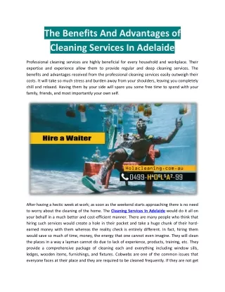 The Benefits And Advantages of Cleaning Services In Adelaide